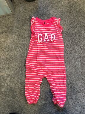 GAP Hot Pink & White Striped Kids Pajama Romper